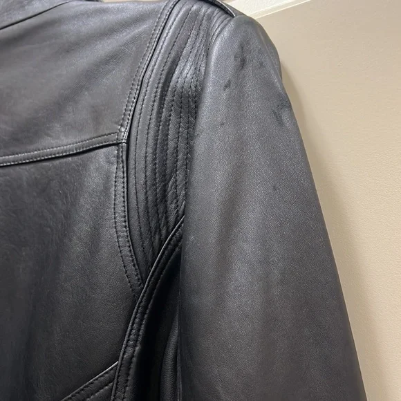 Kenneth Cole Reaction Black Leather Jacket Size XL